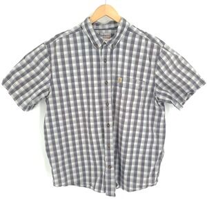 Carhartt Shirt Mens XXL Gray Short Sleeve Button Plaid